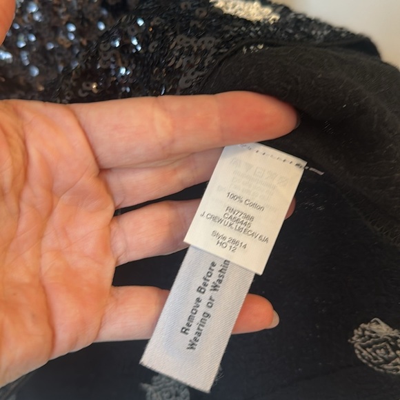 J Crew Polka Dot Sequin Top Black white size small NWT - Picture 5 of 6